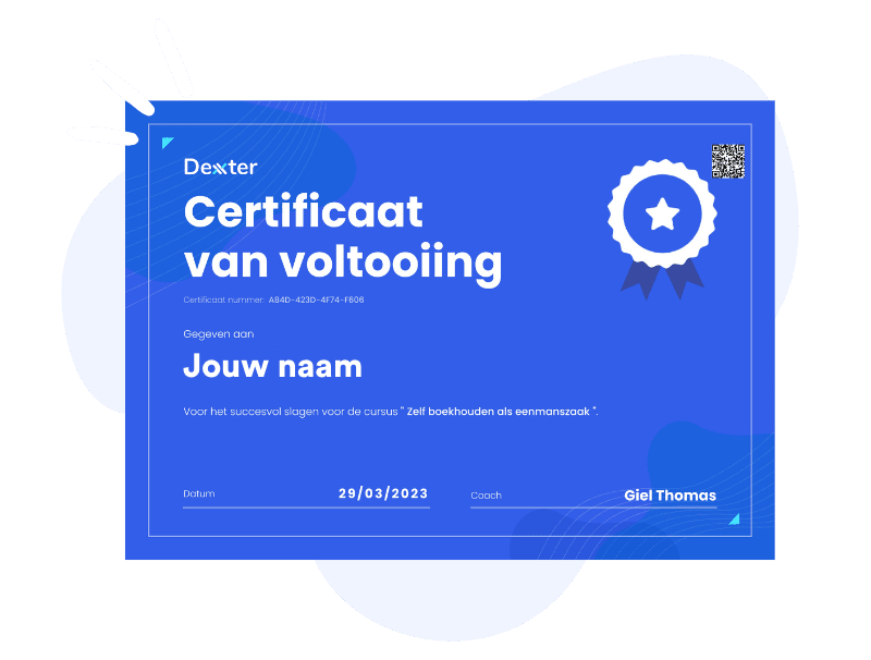 Certificaat cursus zelf boekhouden - Dexxter